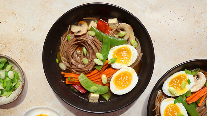 Veggie-packed soba noodle soup
