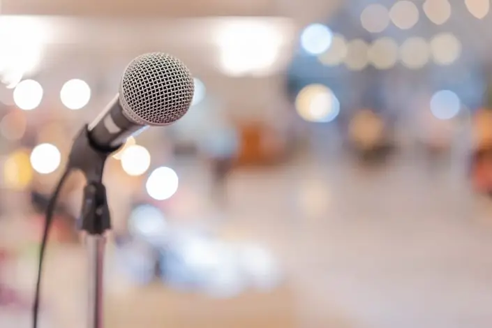 a microphone on a stand