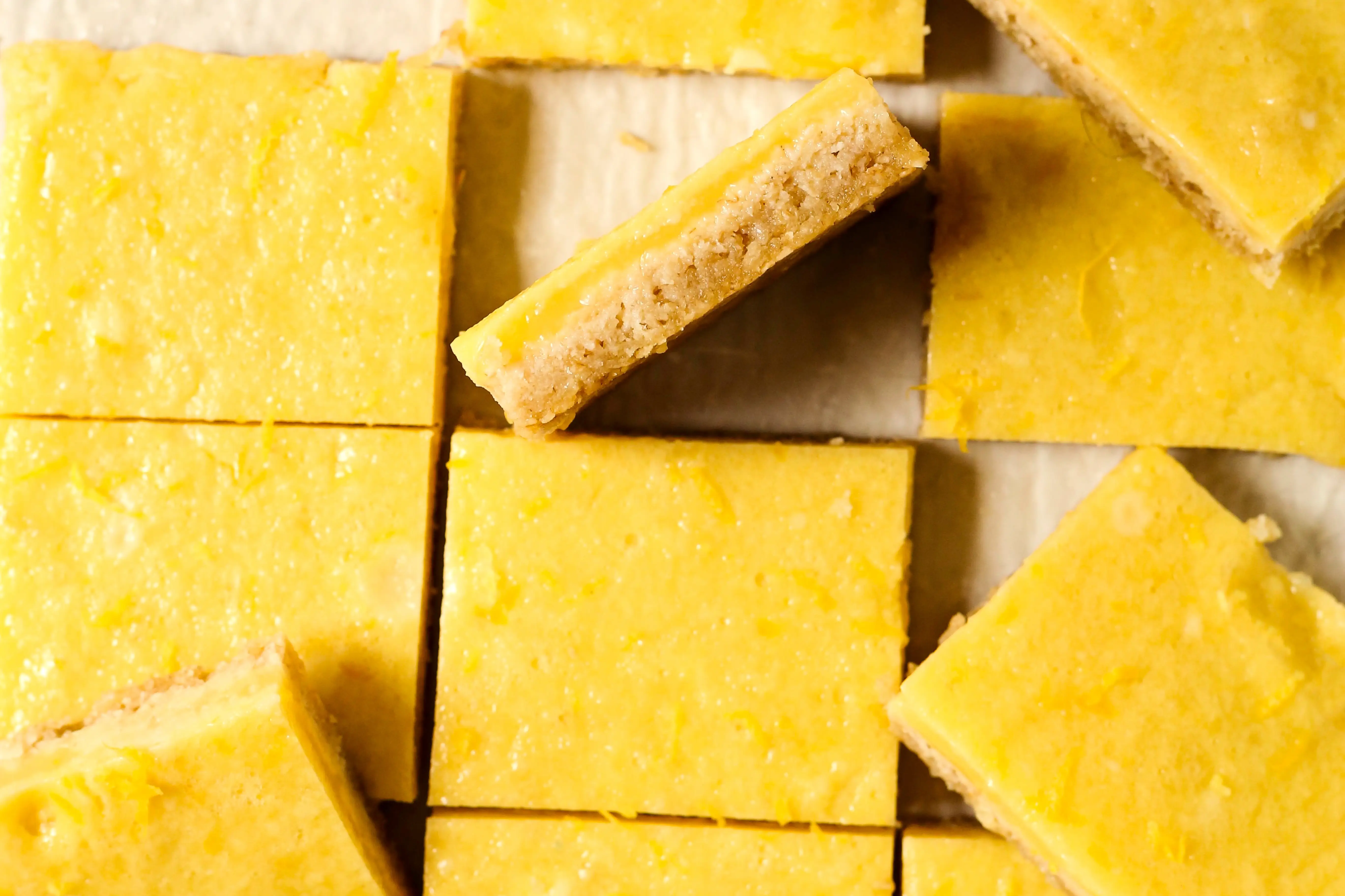 a group of squares of yellow food