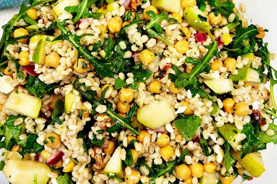 a close up of a salad