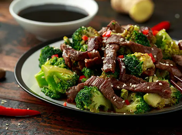Beef and broccoli for two