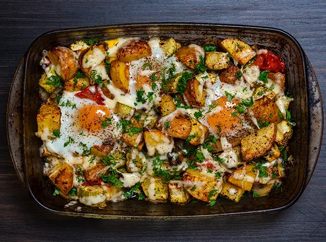 Roasted fall veggies and eggs