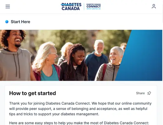 a screenshot of a diabetes canada connect