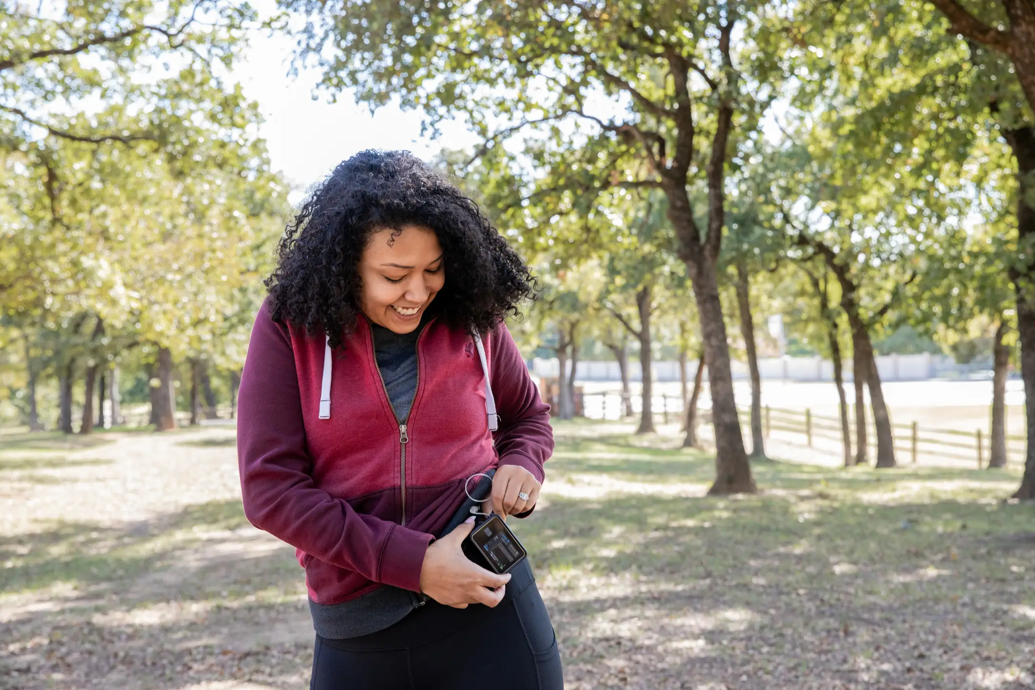 a woman looking at a camera