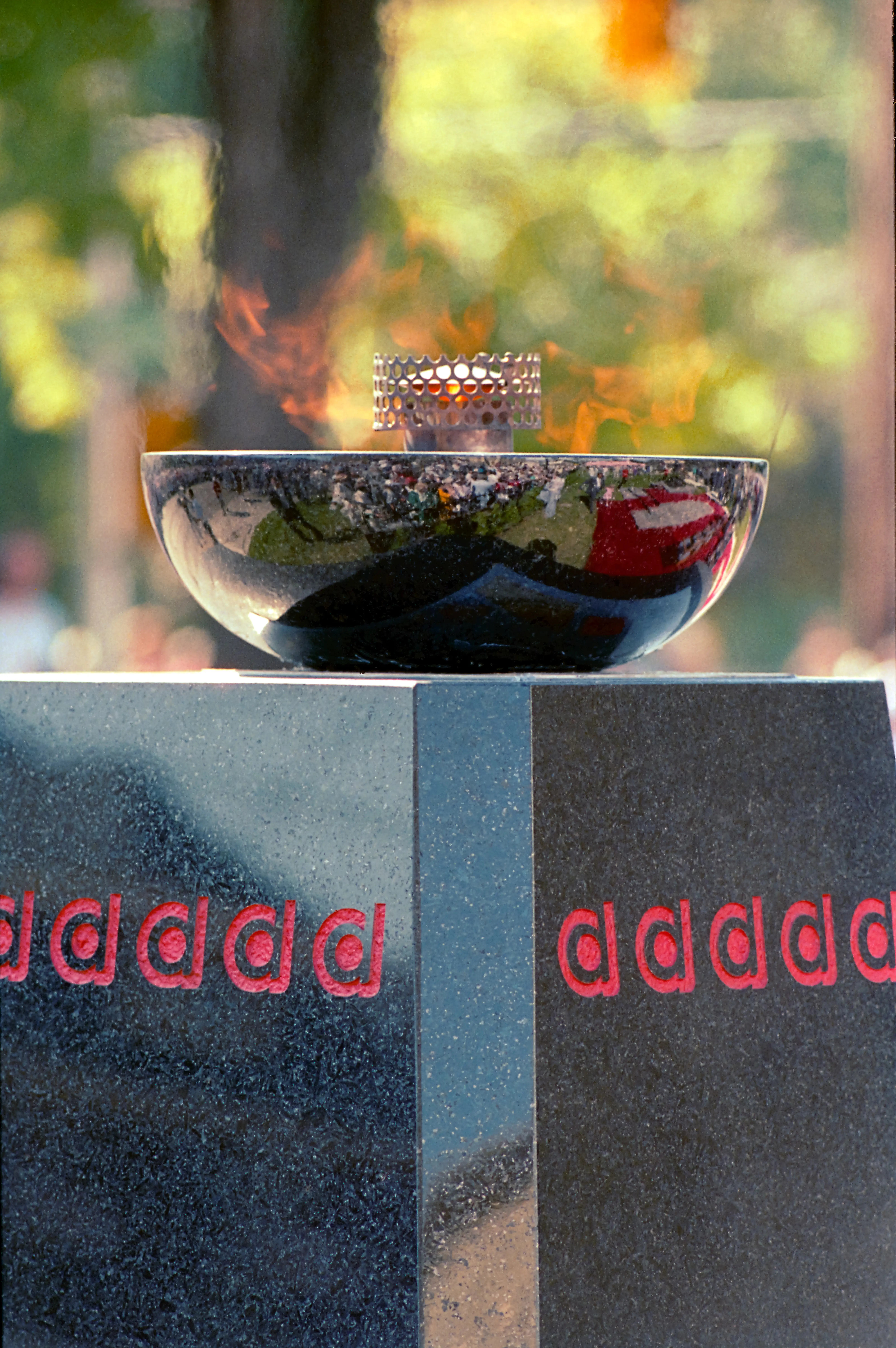 a fire on a monument