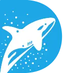a white whale in a blue circle