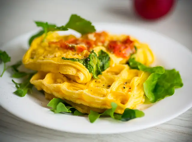 Savoury veggie waffle omelette