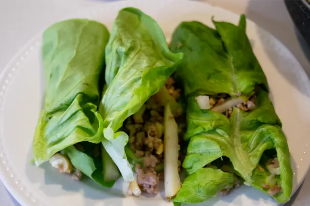 Asian style pork and pear lettuce wrap