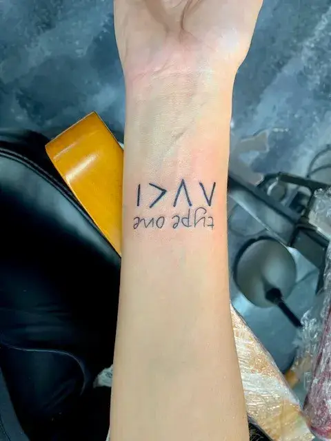 a wrist with a tattoo on it