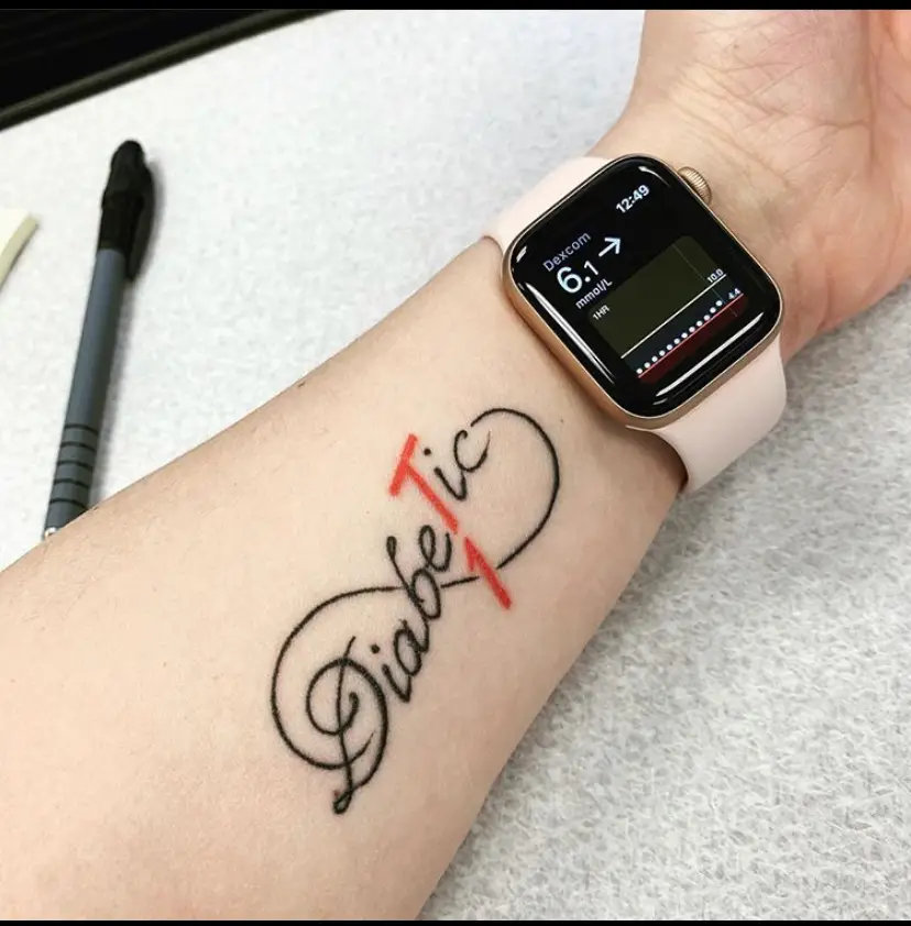 a wrist with a watch and a heart and a tattoo
