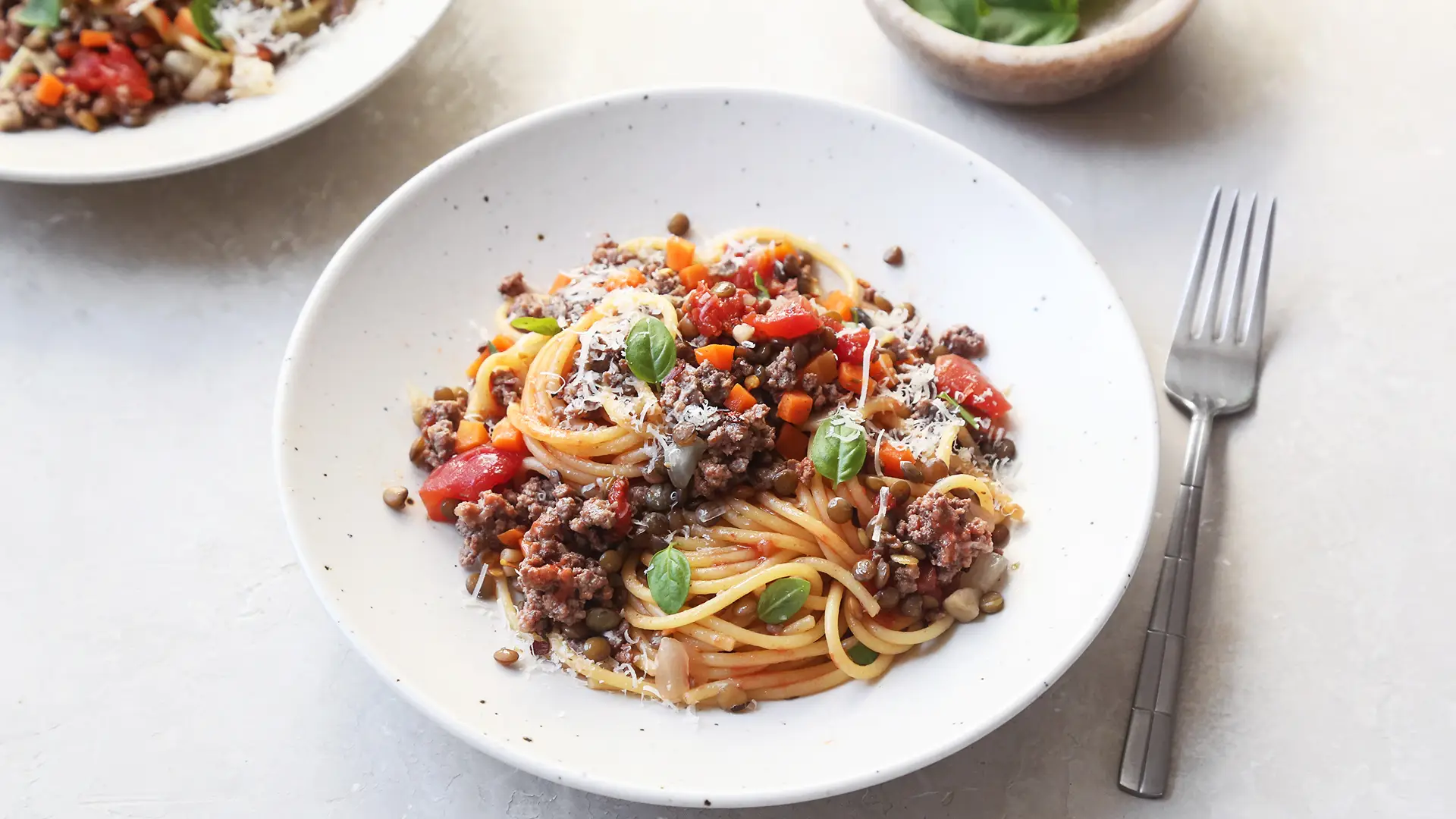Beef & lentil bolognese for two