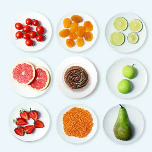 a group of plates of food