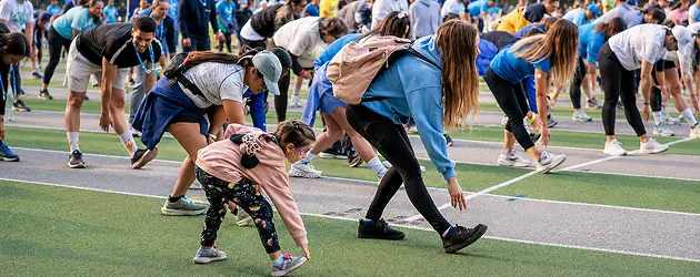 a group of people on a field
