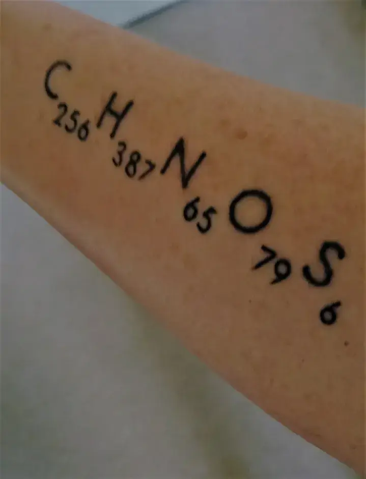 a person's arm with writing on it