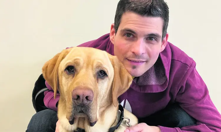 a man with a dog