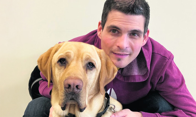 a person holding a dog
