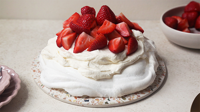 a cake with strawberries on top