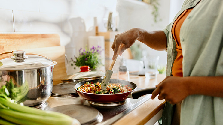 cooking on stove